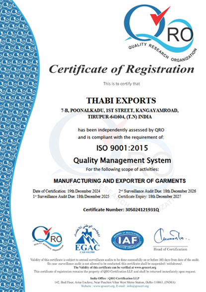 ISO 9001:2015 Quality Management Certificate